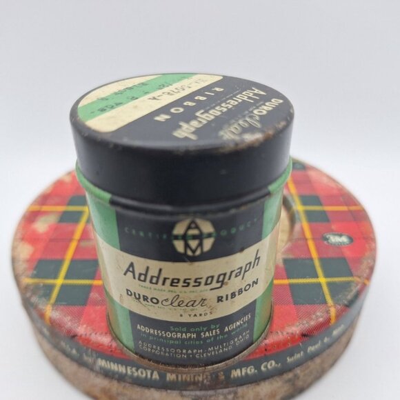 Vintage Tin Lot Scotch Tape Round Ray Hesive Bandage Duro Clear Ribbon Empty - Picture 6 of 7